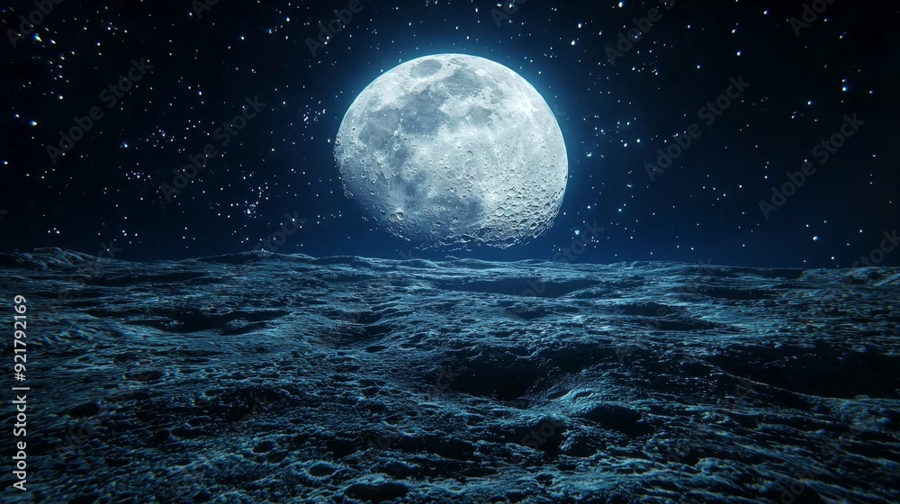 Full Moon Over a Cratered Landscape. Full Moon Over a Cratered Landscape.