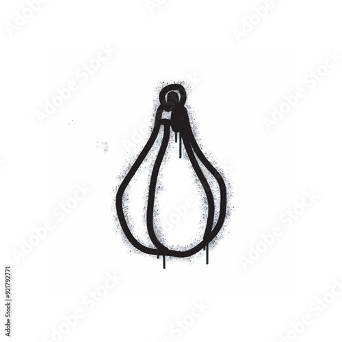 speed bag graffiti spray painted black on white.
