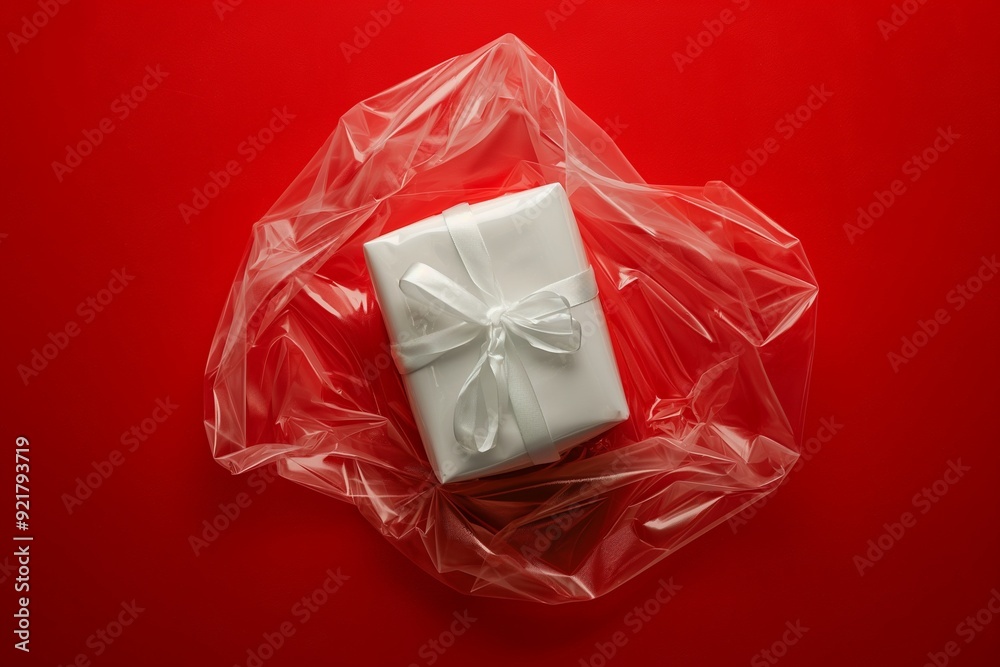 Gift box in transparent plastic bag Gift box in transparent plastic bag