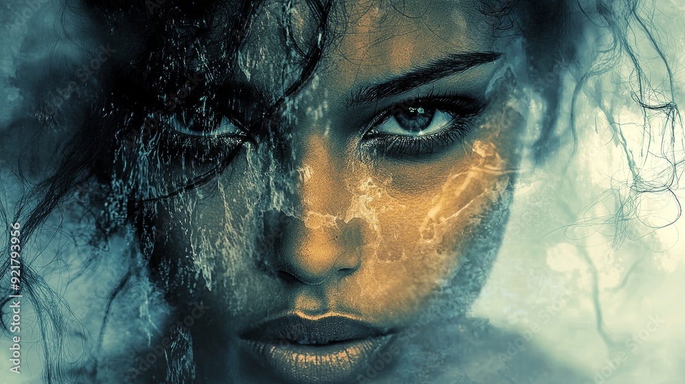 Woman's Face with Abstract Overlay. Woman's Face with Abstract Overlay.