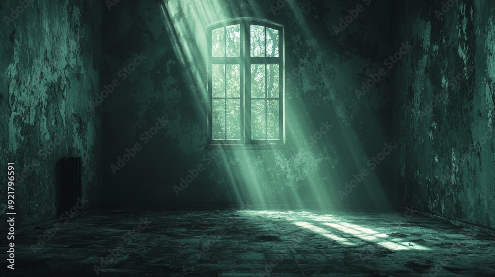 Light Through Window in Abandoned Building. Light Through Window in Abandoned Building.