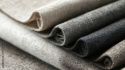 Linen fabric samples in varying shades displayed on a neutral background