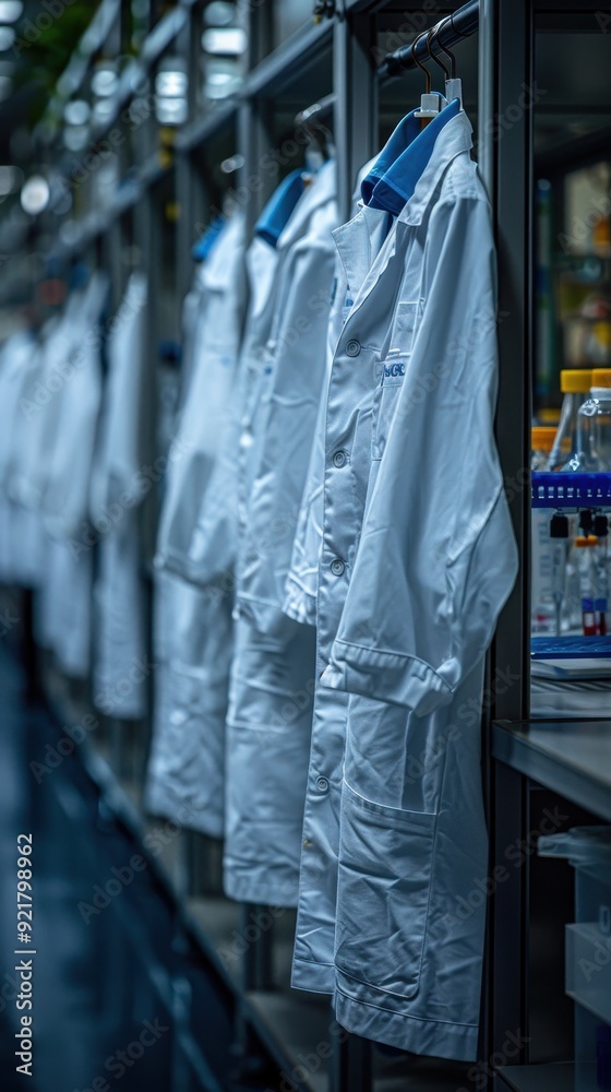 Obraz premium Science Lab with Hanging Lab Coats
