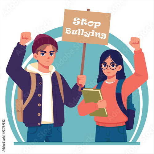 Student protesting on social issues vector illustration