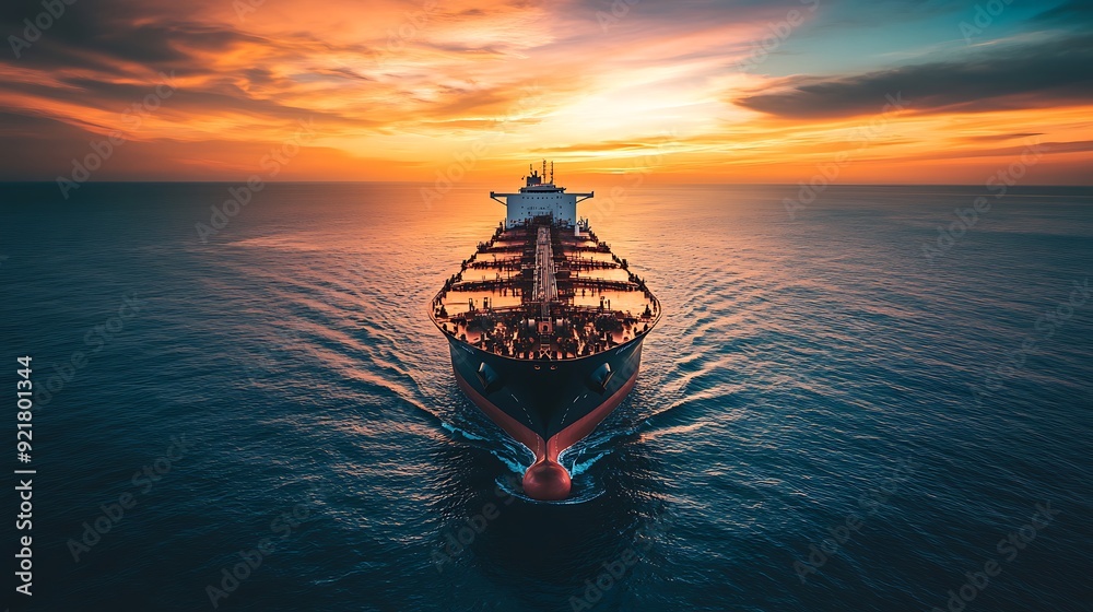 Fototapeta premium Cargo Ship at Sunset
