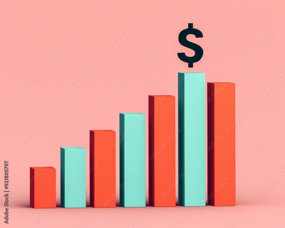 An illustration of financial growth featuring colorful bar graphs and a dollar sign, symbolizing economic progress and success. An illustration of financial growth featuring colorful bar graphs and a dollar sign, symbolizing economic progress and success.