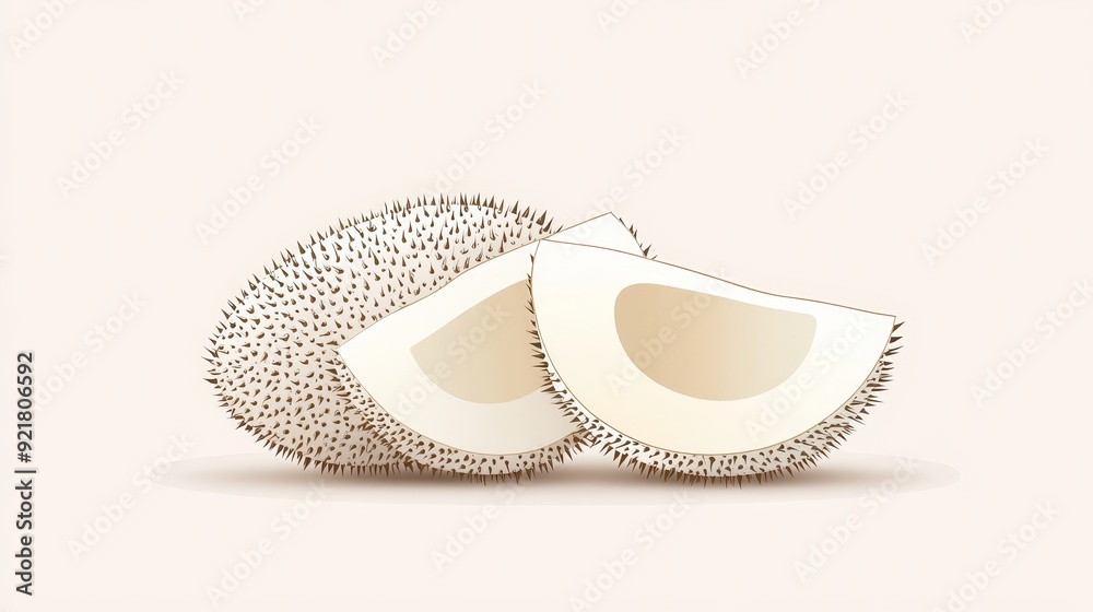 Jackfruit in minimalist line art style, focusing on the spiky outer texture and smooth interior, clean white background for contrast Jackfruit in minimalist line art style, focusing on the spiky outer texture and smooth interior, clean white background for contrast