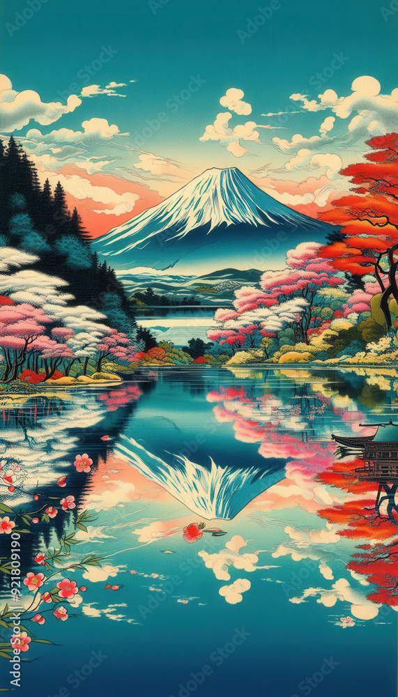 Obraz premium 浮世絵（Ukiyoe）／富士山 