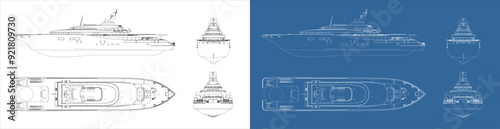 vector blueprint of sailboat yacht modern isolated in transparent background