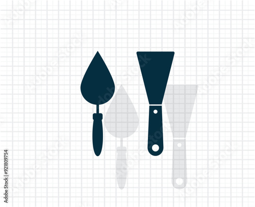 Vector dark color icon with shadow on light checkered background