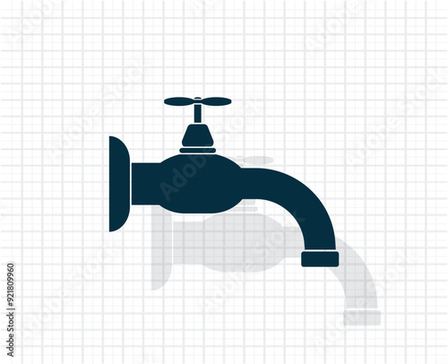 Vector dark color icon with shadow on light checkered background