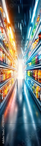Wallpaper Mural Supermarket Aisle with Bright Lights and Colorful Products. Torontodigital.ca