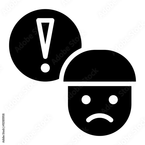 customer problem, customer complain, customer pain, user problem, human problem, worry solid glyph icon