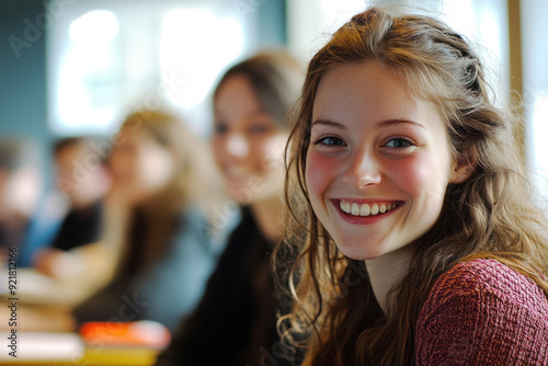 Happy Students at Their Desks