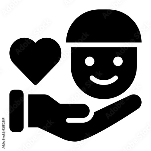customer relationship, customer care, customer loyalty, customer experience, customer service, crm, love, loyal customer solid glyph icon