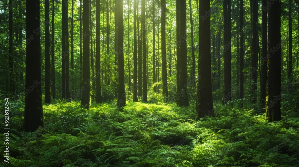 Verdant Tranquility - Serene Lush Forest Scene for Eco-Conscious Website Banners