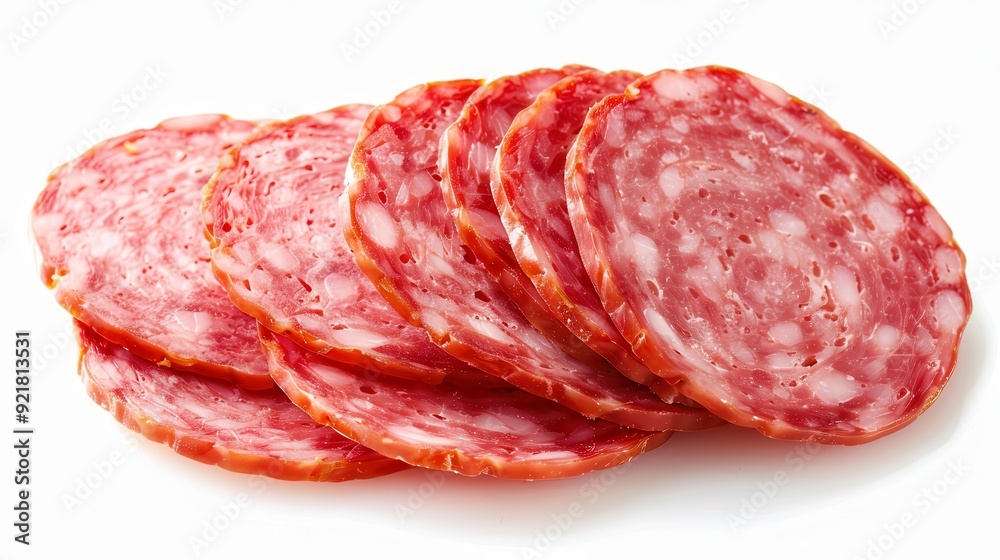 Hard Salami Slices. Processed Deli Food Item for Home Cooking or Supermarket Purchase Hard Salami Slices. Processed Deli Food Item for Home Cooking or Supermarket Purchase