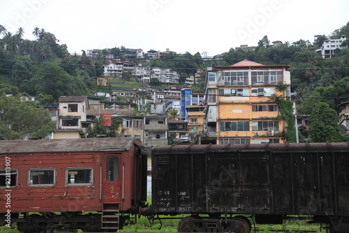 train in front of living quarters (Sri lanka)