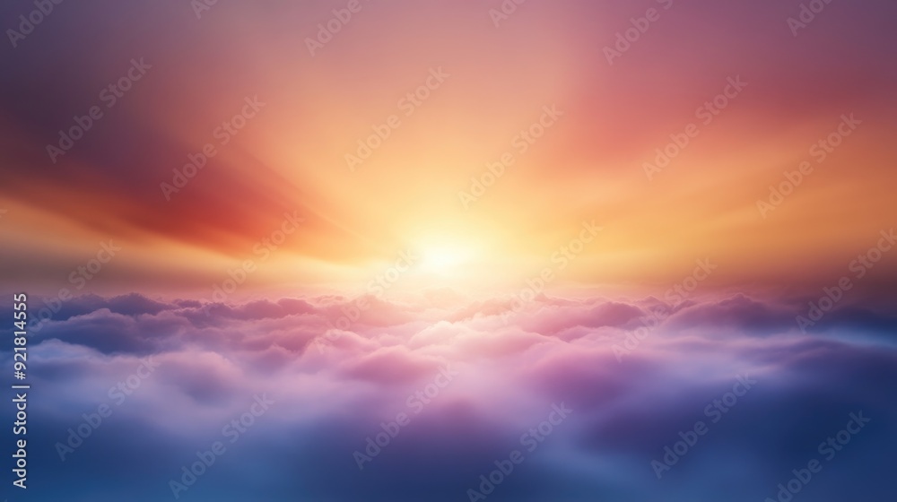 The first light of dawn breaking through clouds, symbolizing hope and renewal, with a soft gradient background The first light of dawn breaking through clouds, symbolizing hope and renewal, with a soft gradient background