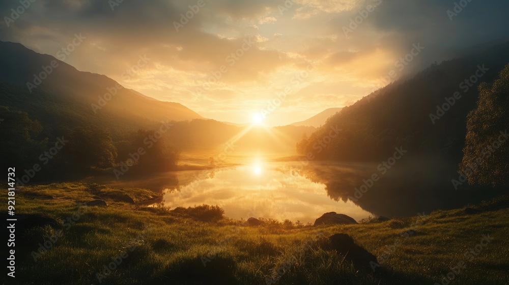 The sun rising above a peaceful valley, with light representing the power of faith and new beginnings The sun rising above a peaceful valley, with light representing the power of faith and new beginnings