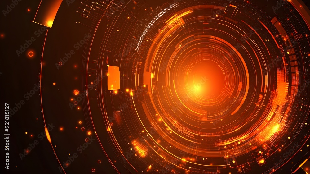 Obraz premium orange Abstract technology background circles digital hi-tech technology design background. concept innovation. vector illustration
