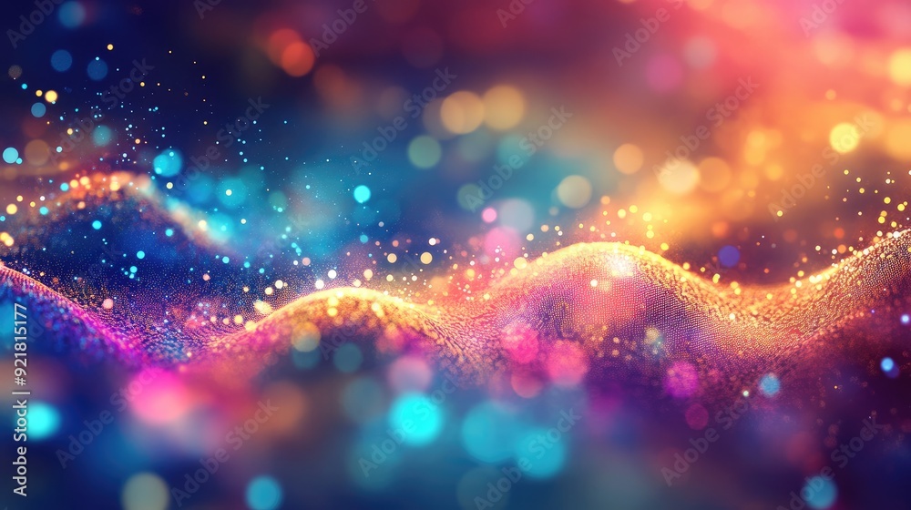 Vibrant light patterns representing biological phenomena, featuring an area for text Vibrant light patterns representing biological phenomena, featuring an area for text