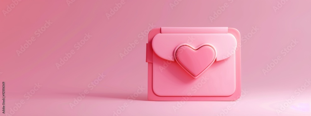 Pink computer folder with hearts around it, contrast background, simple colorful illustration Pink computer folder with hearts around it, contrast background, simple colorful illustration