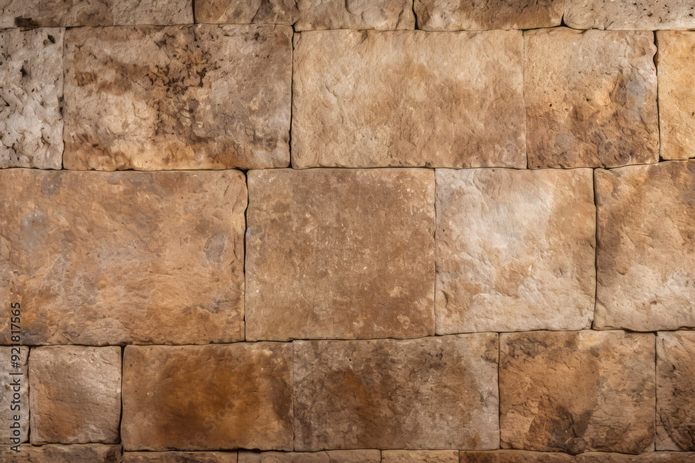 Fototapeta premium Processed collage of ancient yellow block wall texture. Background for banner, backdrop or texture