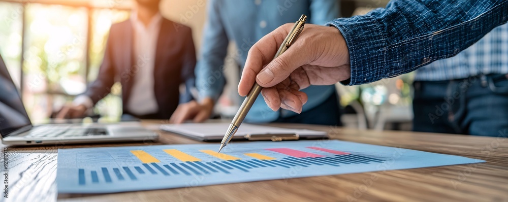 Fototapeta premium Businessman Analyzing Financial Data with Pen.