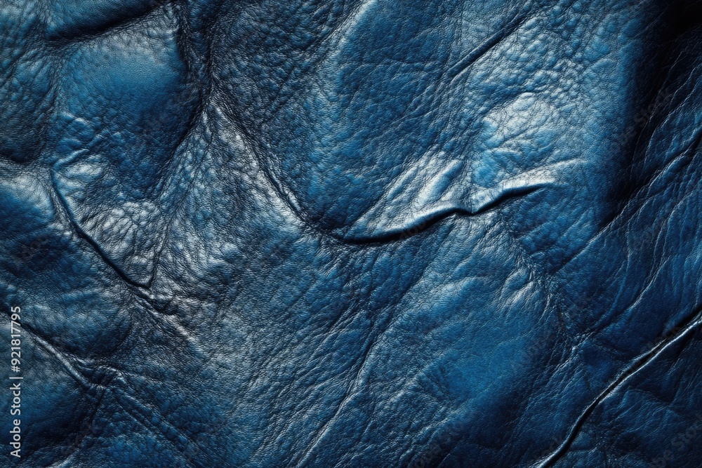 Naklejka premium A blue leather texture with a grainy look. The blue color is very rich and deep