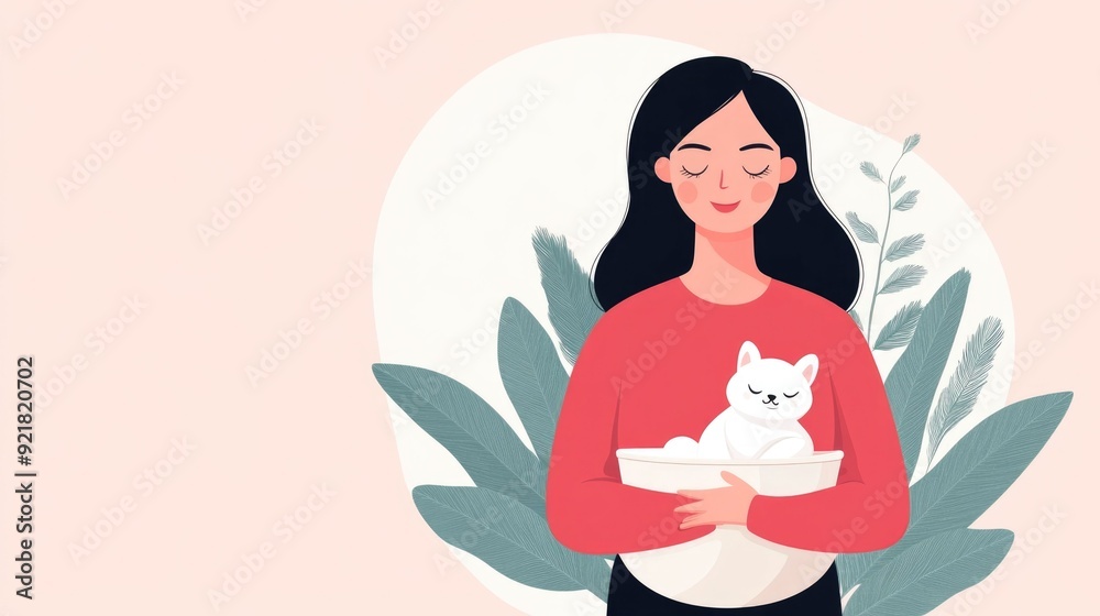 Peaceful Postnatal Care Mother and Newborn Bonding in Cozy Flat Design Tender Peaceful Postnatal Care Mother and Newborn Bonding in Cozy Flat Design Tender