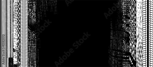 Vektor Design Vorlage - Reifenspuren - Reifenprofile und Grunge Texturen