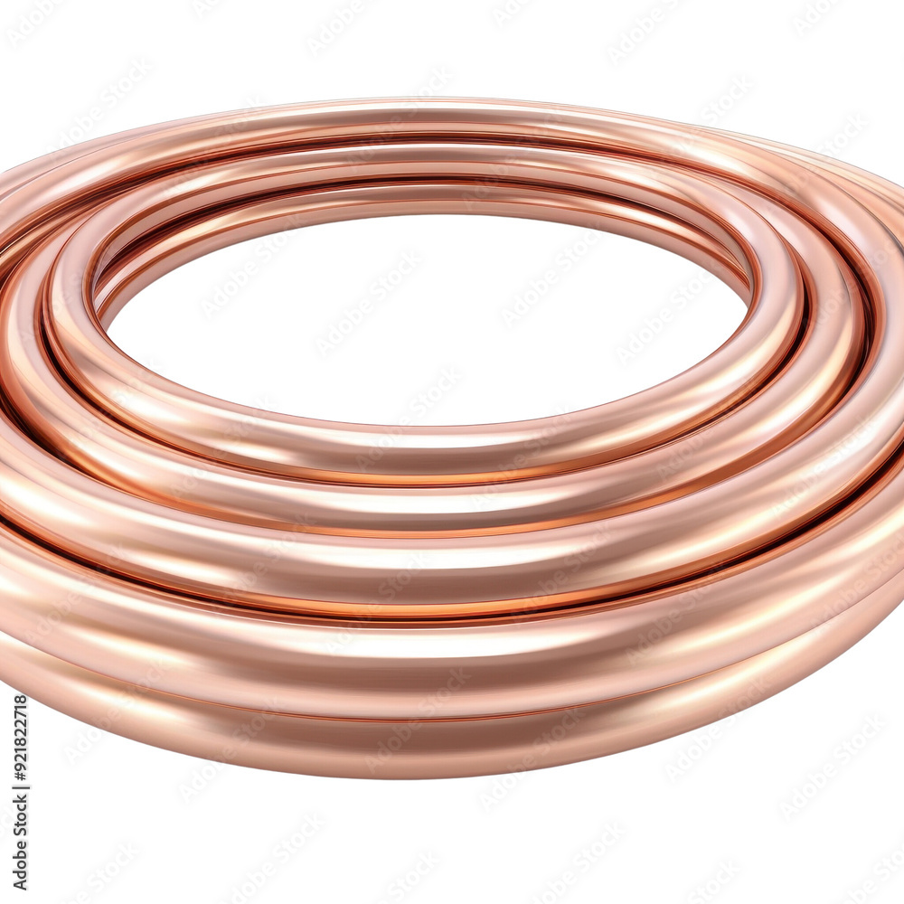 A gold colored pipe is shown in a circular shape A gold colored pipe is shown in a circular shape