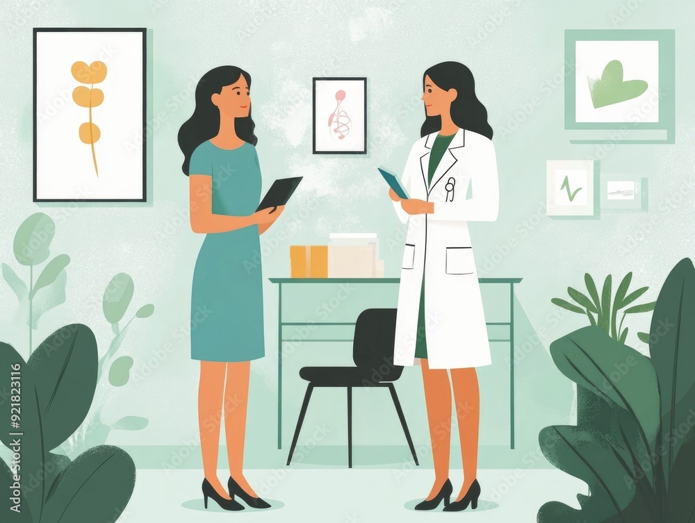 Annual Well Woman Visit Flat Design Depicting a Routine Medical Checkup for Women s Health and Preventive Care Annual Well Woman Visit Flat Design Depicting a Routine Medical Checkup for Women s Health and Preventive Care