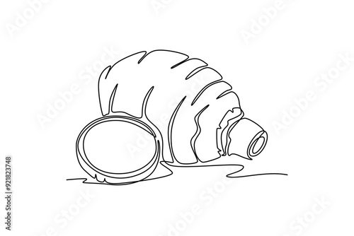 Single one line drawing of whole healthy organic taro for farm logo identity. Fresh tropical plant edible corm concept for root vegetable icon. Continuous line draw design graphic vector illustration