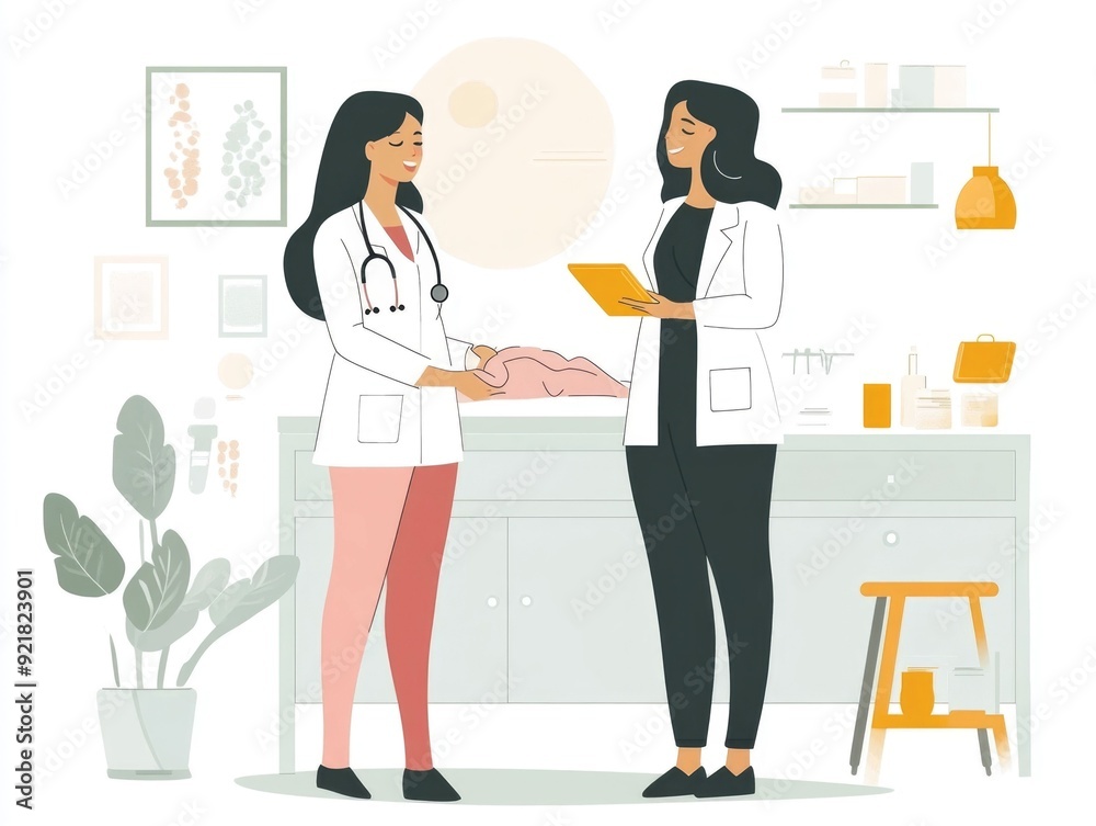 Empowering Women s Health and Safe Childbirth Practices with Reassuring Flat Design This image conveys a message of maternal care medical expertise Empowering Women s Health and Safe Childbirth Practices with Reassuring Flat Design This image conveys a message of maternal care medical expertise