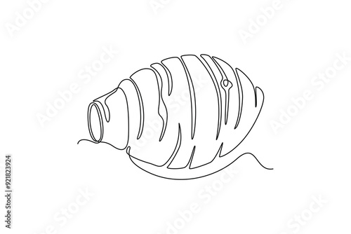 Single one line drawing whole healthy organic taro for harvest logo identity. Fresh tropical plant edible corm concept for root vegetable icon. Continuous line draw design graphic vector illustration