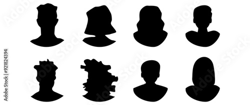 Vector illustration. Eight icons. Avatar, user profile, person icon, profile picture. Suitable for social media profiles, icons, screensavers and as a template.