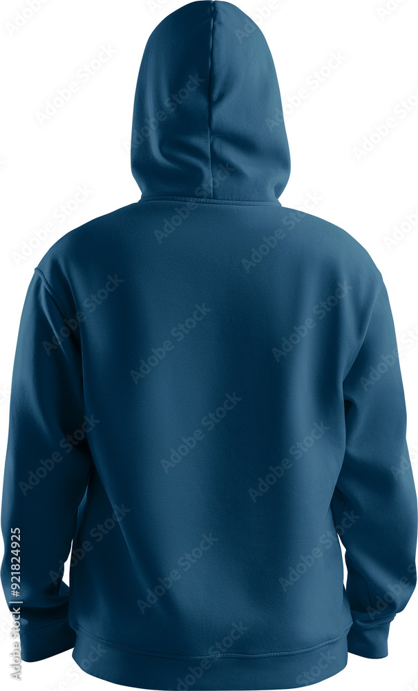 Mockup dark blue Hoodie oversized 3D rendering, png, back view Mockup dark blue Hoodie oversized 3D rendering, png, back view