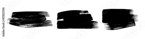 Set of black hand drawn brush strokes