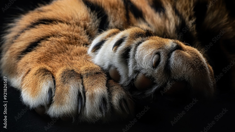 Naklejka premium Close-up of a Tiger's Paws with Retracted Claws