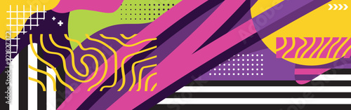 Modern abstract pop geometric design with vibrant colors. Ideal for backgrounds, banners, and digital graphics. This energetic pattern adds a bold, contemporary touch to any creative project.