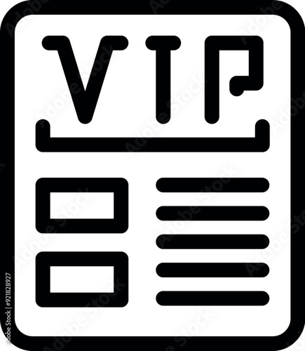 Simple icon representing an invitation for a very important person, granting them exclusive access or privileges