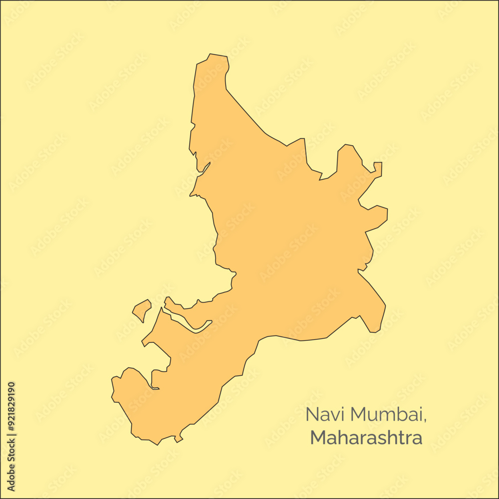 Modern Map of Navi Mumbai city of Maharashtra State of India. Vector, illustration.