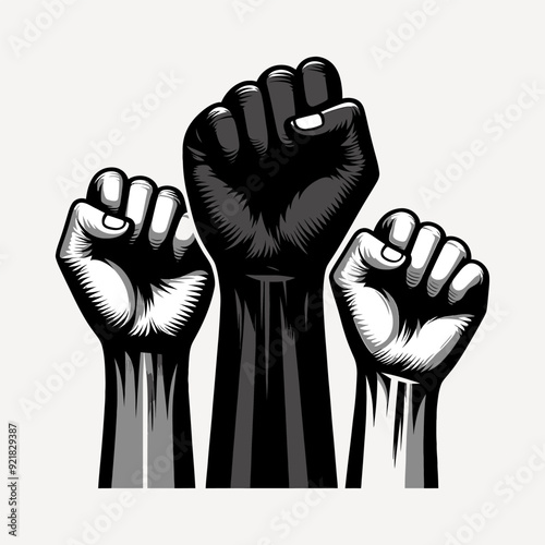 Stop racism hand, Raised Fist concept vector illustration 