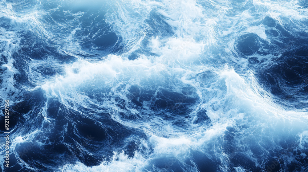 Obraz premium Ocean's Majesty: Aerial View of Turbulent Waves