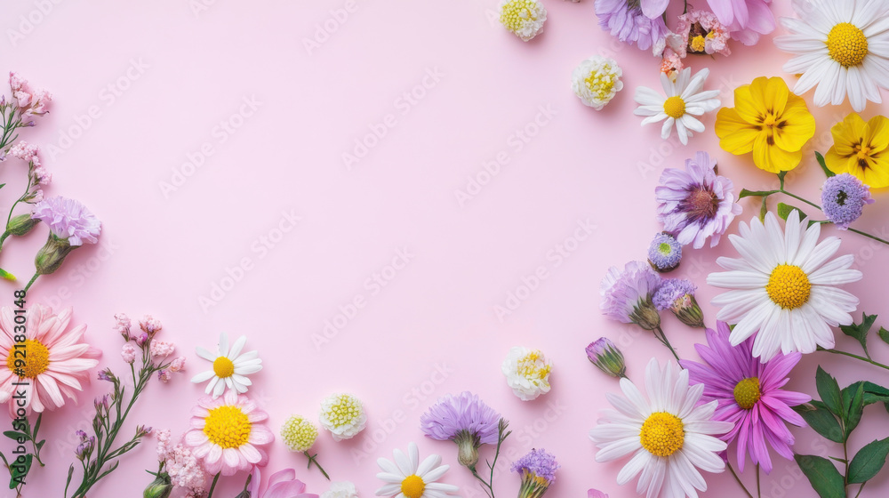 Colorful flowers on a background in pastel tones Colorful flowers on a background in pastel tones