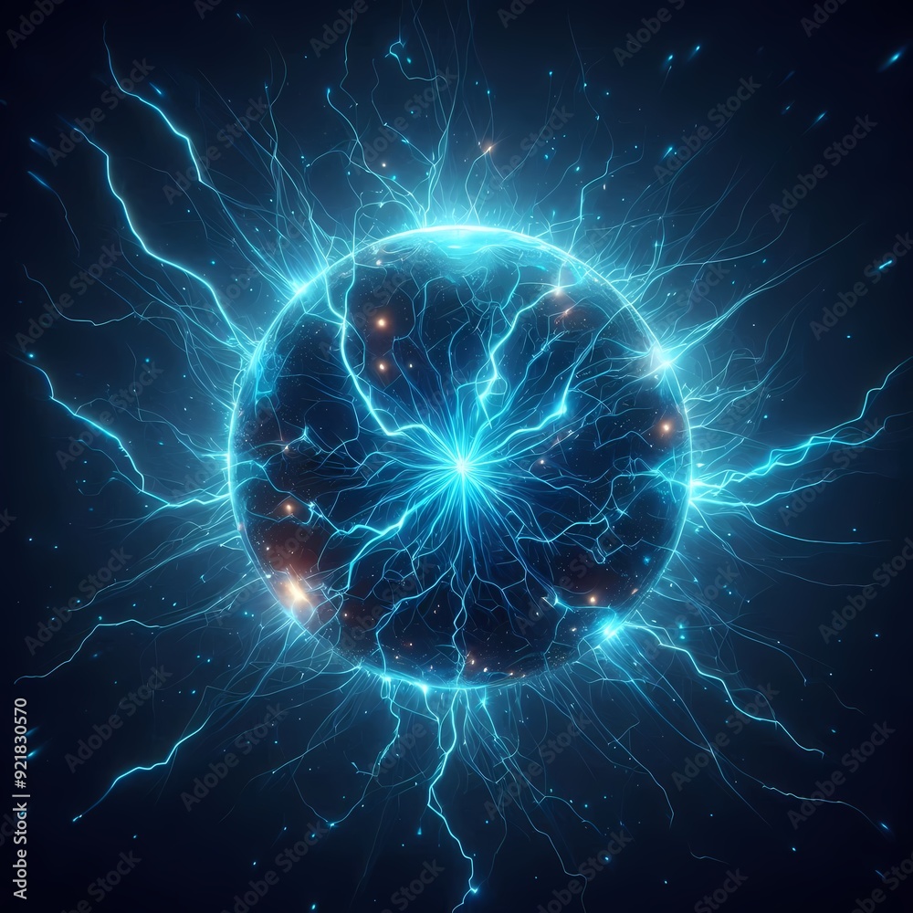 Neon Noir Electric Blue Lightning Ball