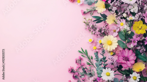 Colorful flowers on a background in pastel tones