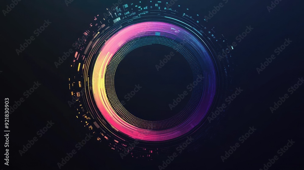 Digital circle graph with gradient colors and shadows, stylish data visualization